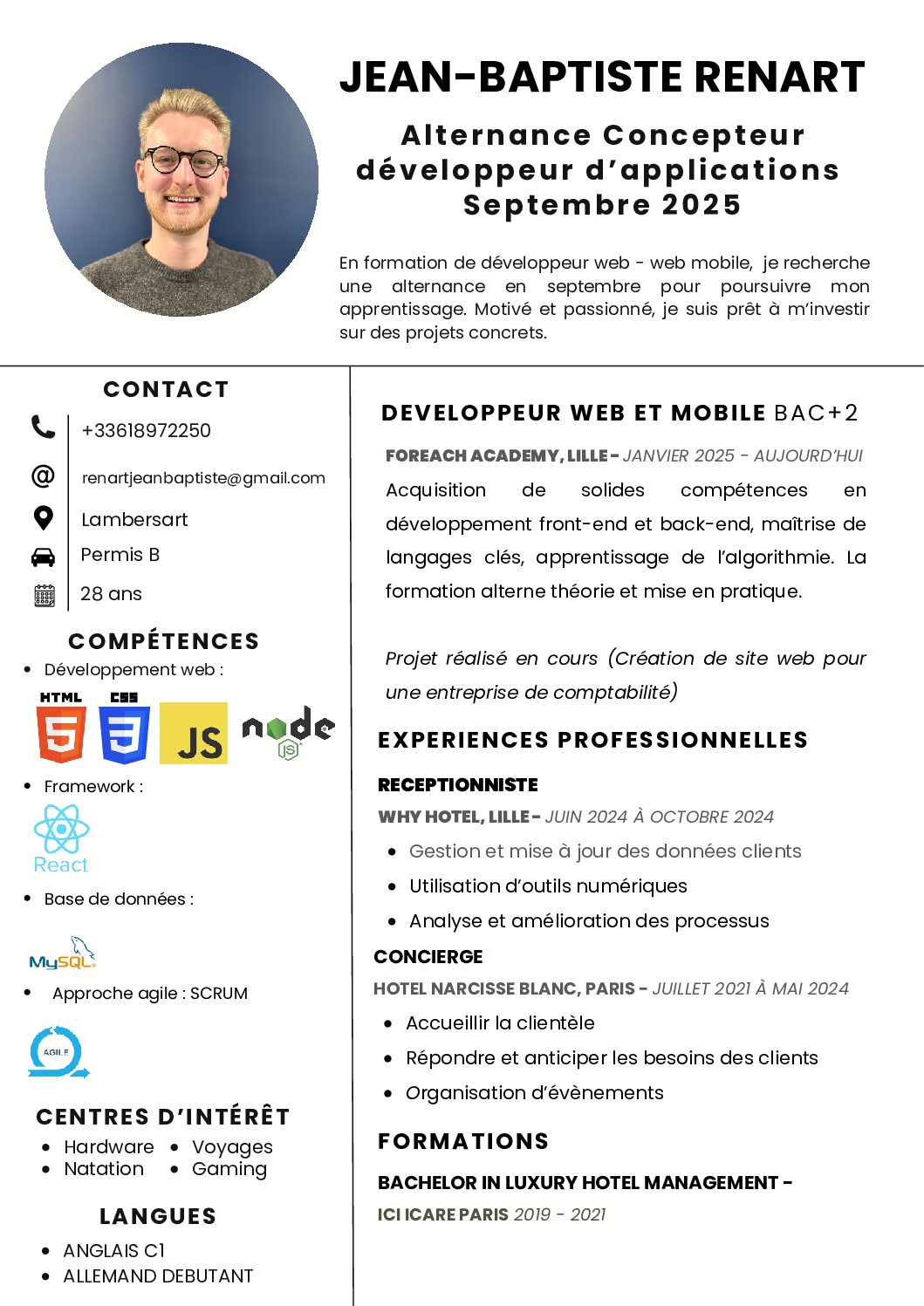 Jean-Baptiste Développeur Web