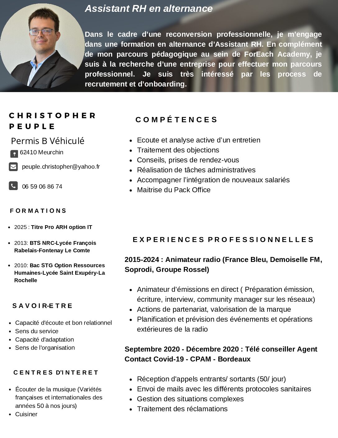 CV PEUPLE CHRISTOPHER