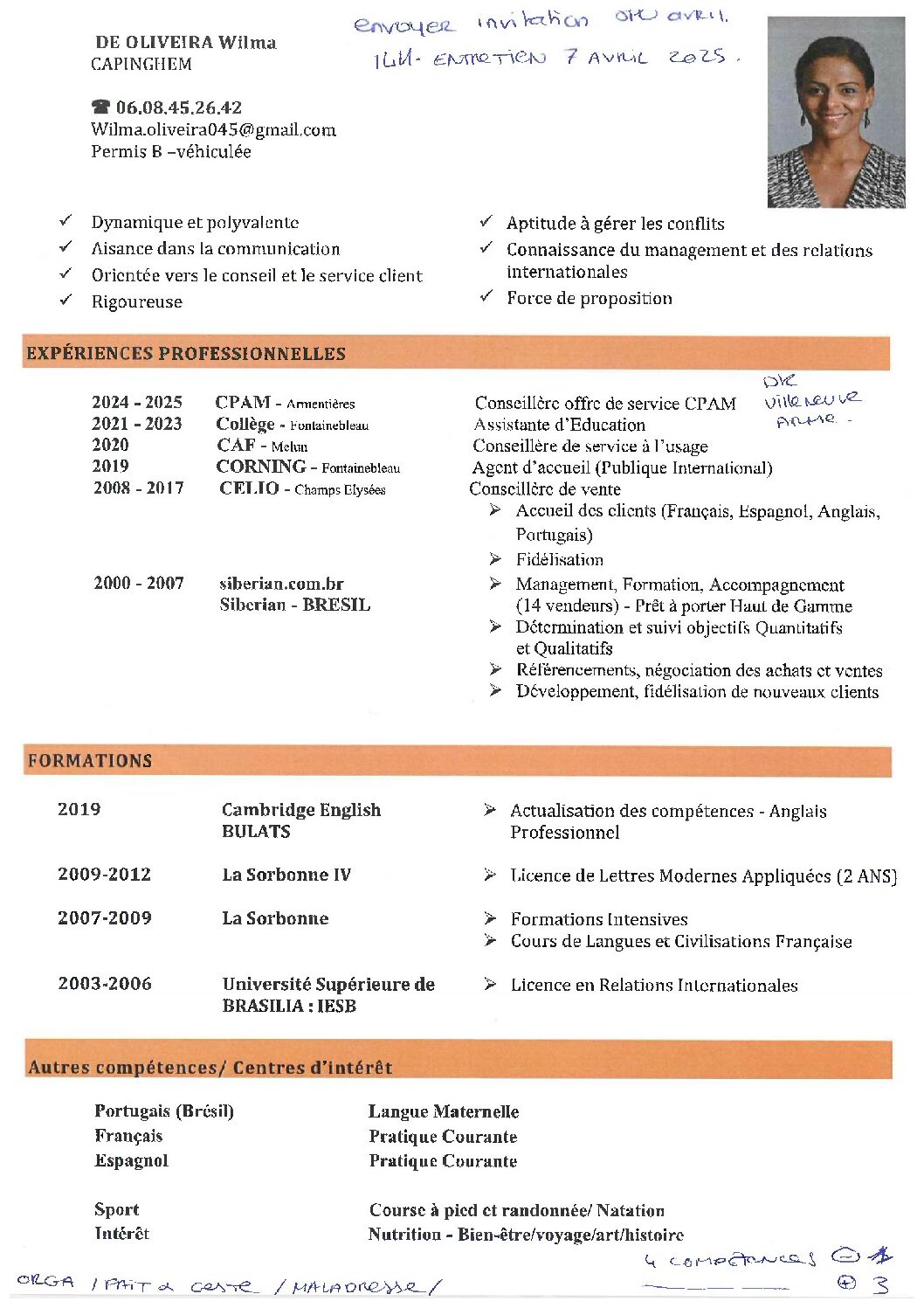 CV Wilma De Oliveira