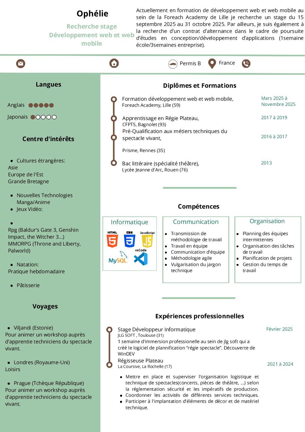 CV Ophélie