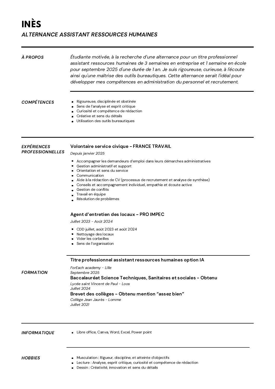 CV INÈS