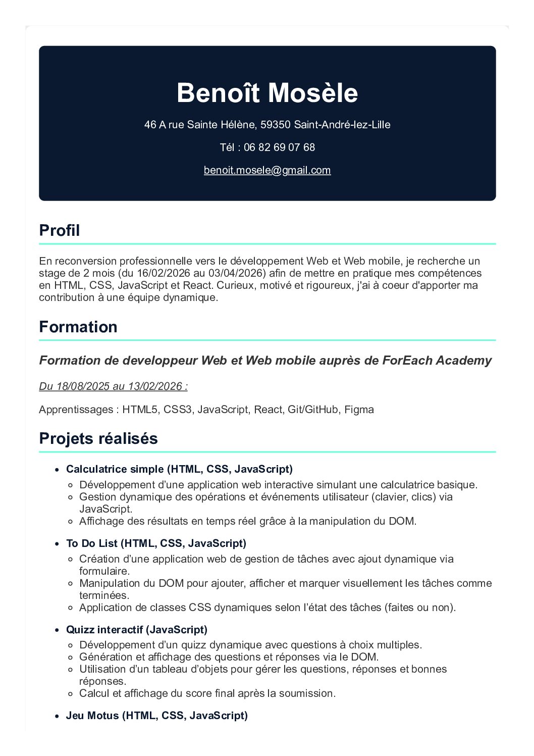 CV - Benoît Mosèle