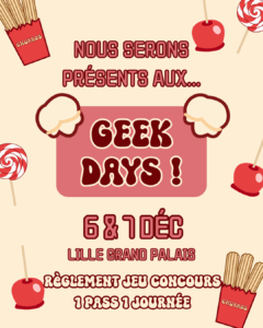 Visuel jeu concours Geek Days Lille et ForEach Academy