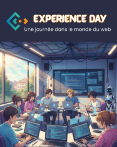 Logo ForEach Academy, Experience Day, Une journée dans le monde du web. Illustration univers web